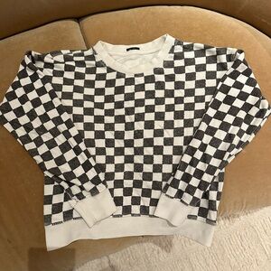 MOTHER Don’t Sweat It Checkered Crewneck Sweatshirt Size L
